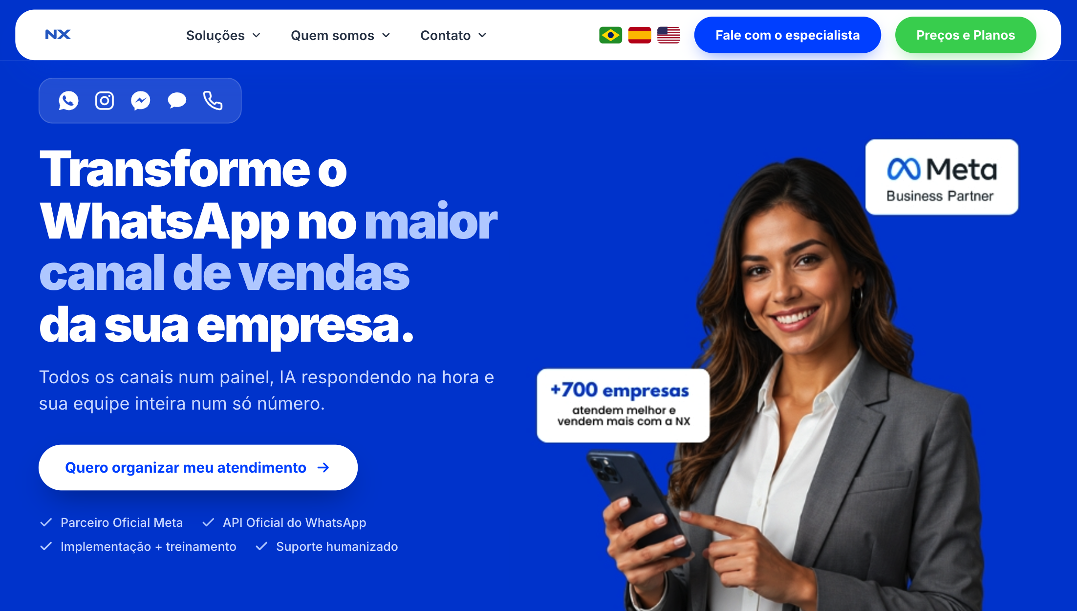Site da NX Digital criado pela equipe